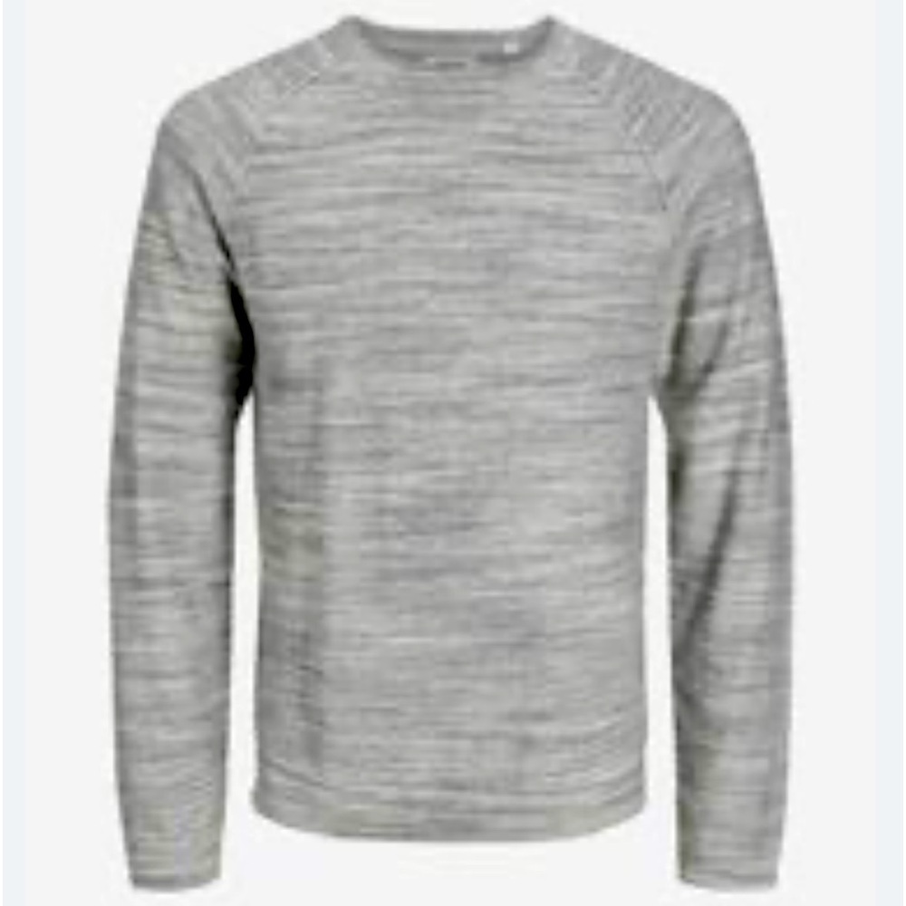 Jack & Jones Crew Roll Neck Knit Sweater Sweatshirt. Grey White Size XL #996